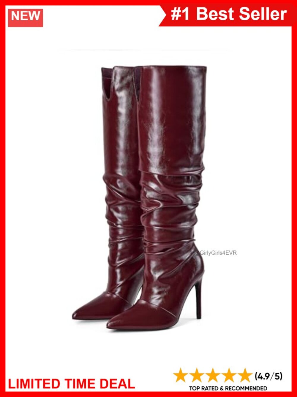 Pointed Toe Stiletto Heel Knee High Slouchy Boots